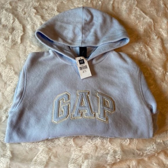 Gap Soft Plush Hoodie Baby Blue Child Size Small NWT - Picture 1 of 10